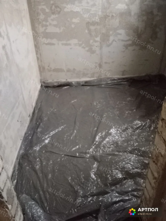 Полусухая стяжка пола 100 мм, 37,6 м² — дер. Опалиха: готовая поверхность после затирки