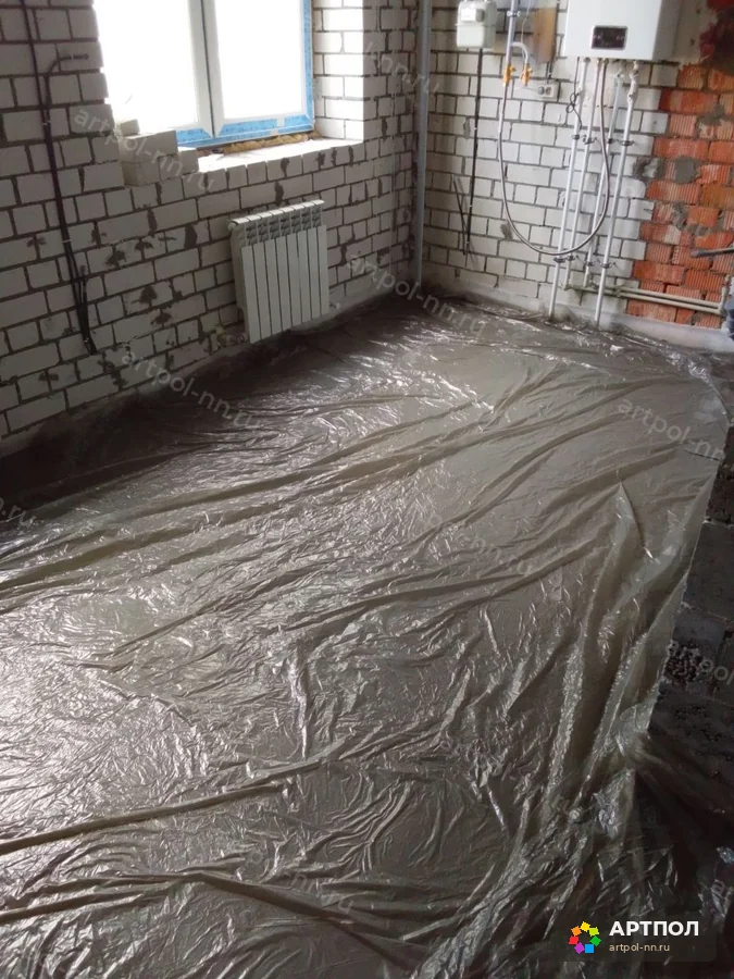 Полусухая стяжка пола 92 мм, 50 м² — Бор, пос. Октябрьский: ход работ