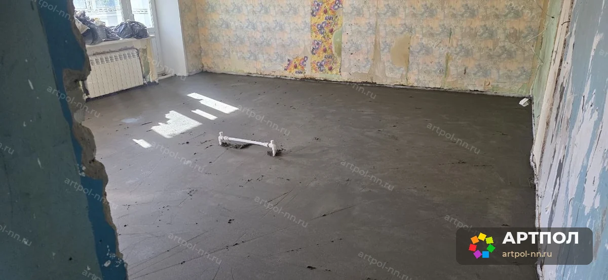 Полусухая стяжка пола 88 мм, 32,8 м² — Кстово: ход работ