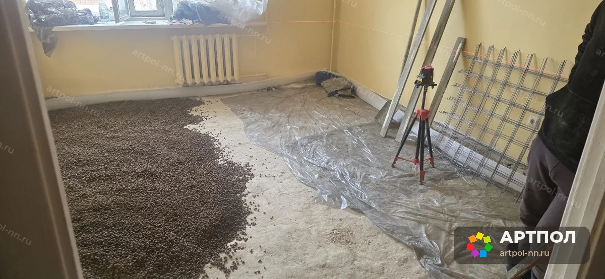 Полусухая стяжка пола 80 мм, 43,3 м² — Нижний Новгород: ход работ