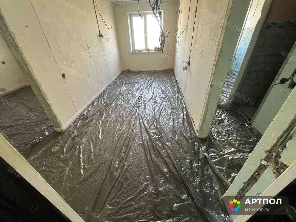 Полусухая стяжка пола 84 мм, 40,2 м² — Нижний Новгород: ход работ